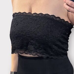 3 Pack Lace Bandeau Layering Top Strapless Bralette Nude Black White Stretch